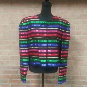 Jacqueline Ferrar | PLUS Vibrant Striped Blazer - Sz. 16